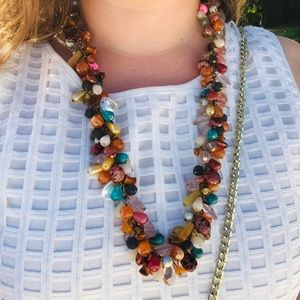 Fun Colorful Chunky Statement Beaded Necklace